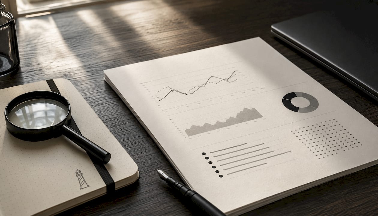 A paper chart showing changes in SEO traffic