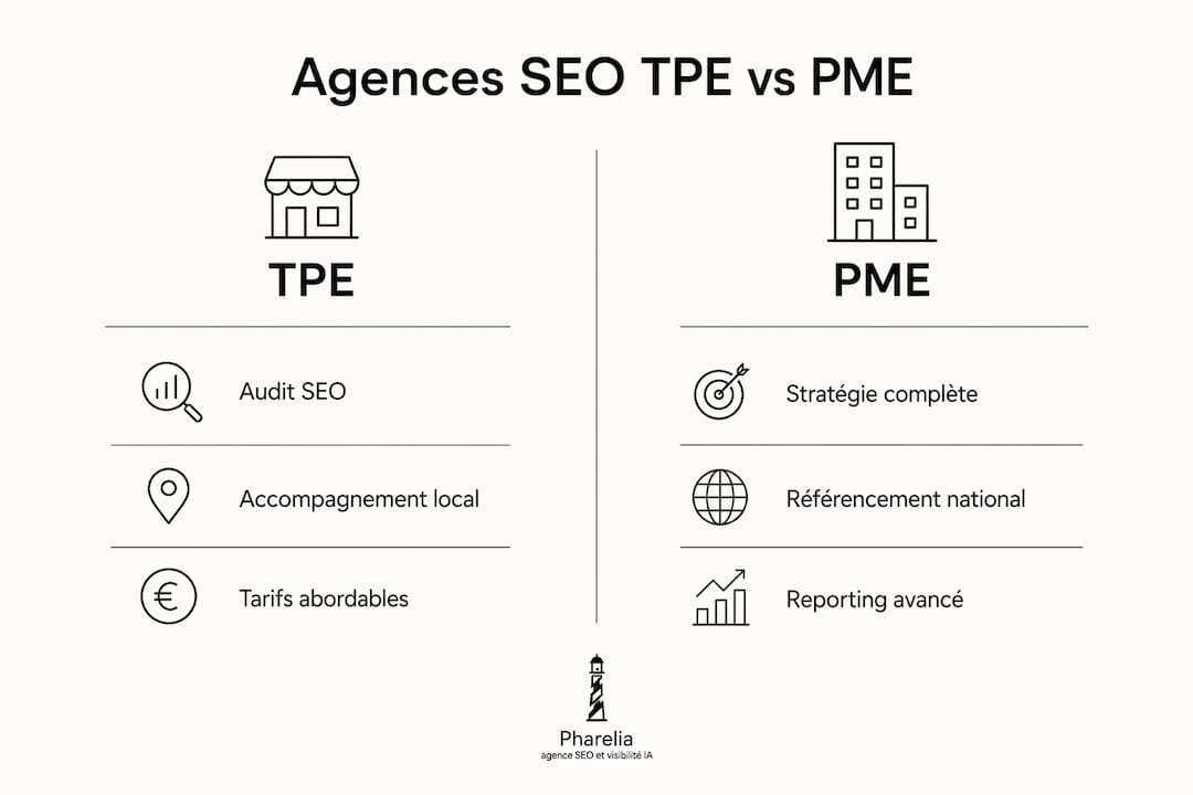 Visual comparison of SEO solutions for small businesses and SMEs in Lille