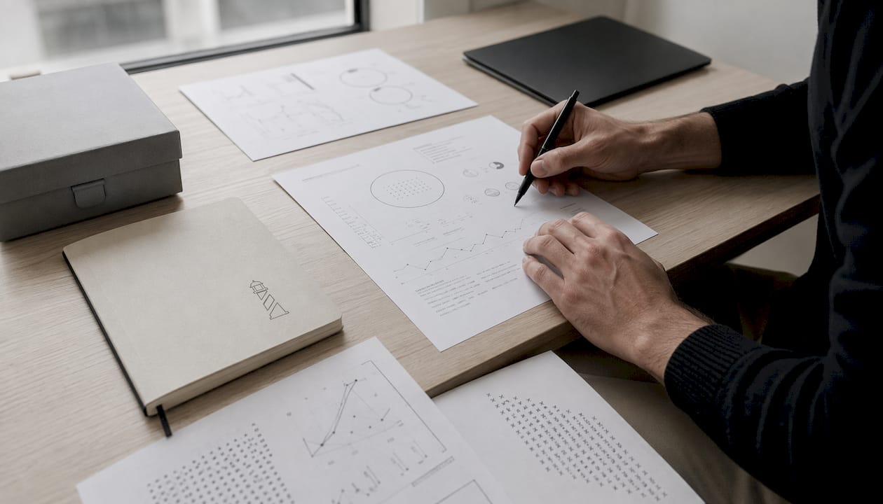 Hands placing a pen on a freshly printed SEO report.
