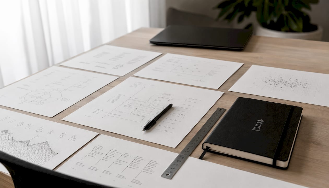 Links and documents organized on a clean desk
